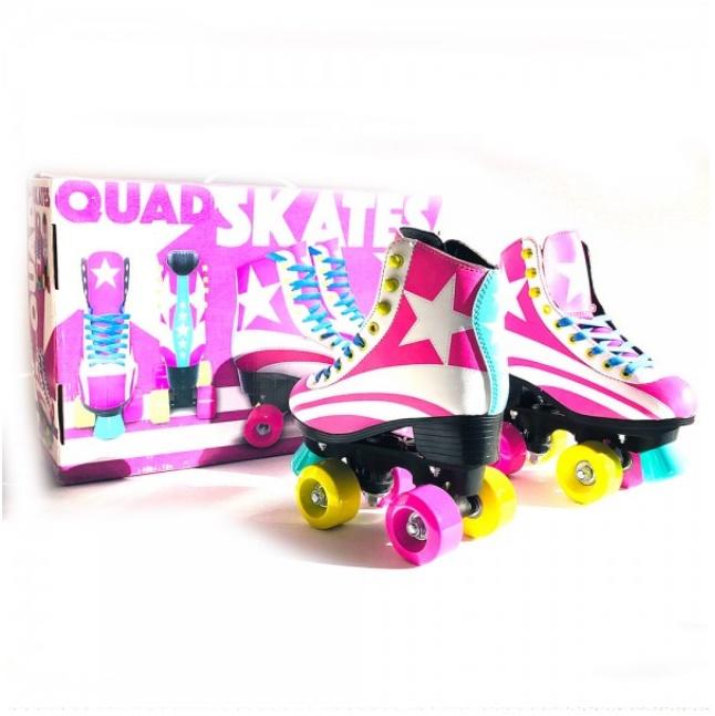 Rollers Patines Profesional Bota Cuero Rosa Talle 38