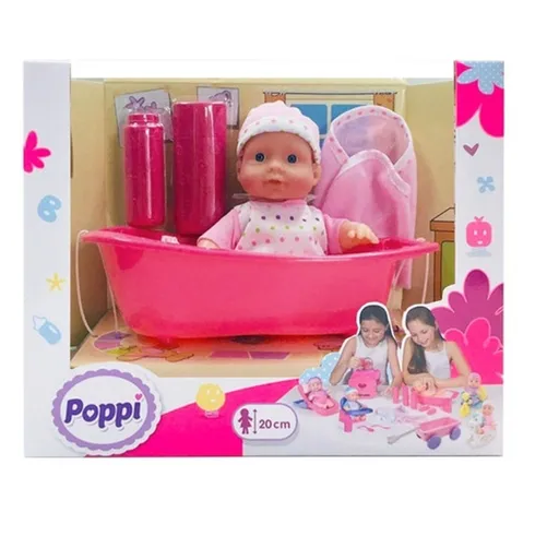 POPPI BEBE CON BAÑERA 20CM (28067)