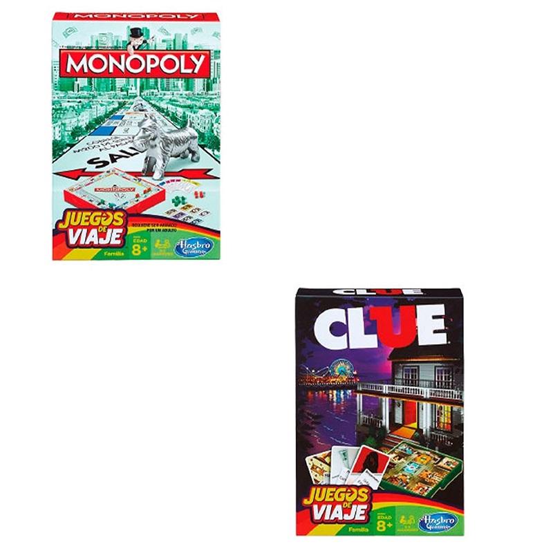 Juegos de Viaje Hasbro Monopoly y Clue