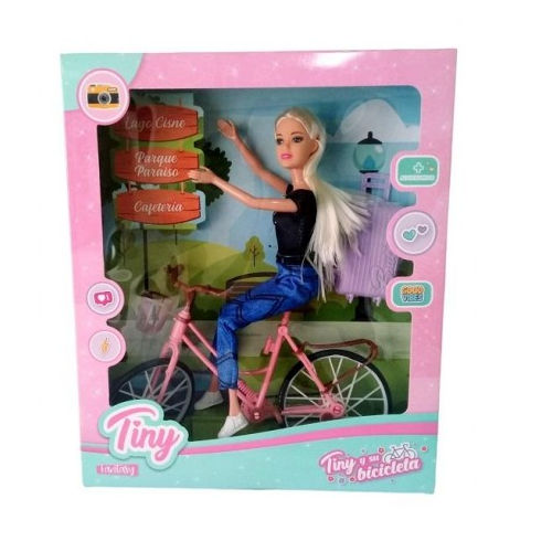 Muñeca Tiny Con Bicicleta Viajera